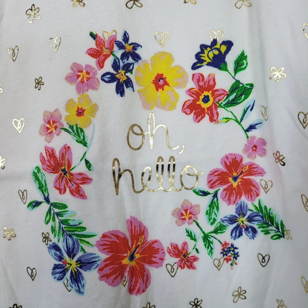 Old Navy Girls White Floral Gold Embellished Razorback Summer Tank Top XL/14 New